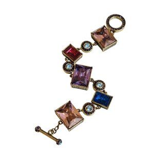 Vintage Heidi Daus Multicolor Geometric Toggle Bracelet (A9435)
